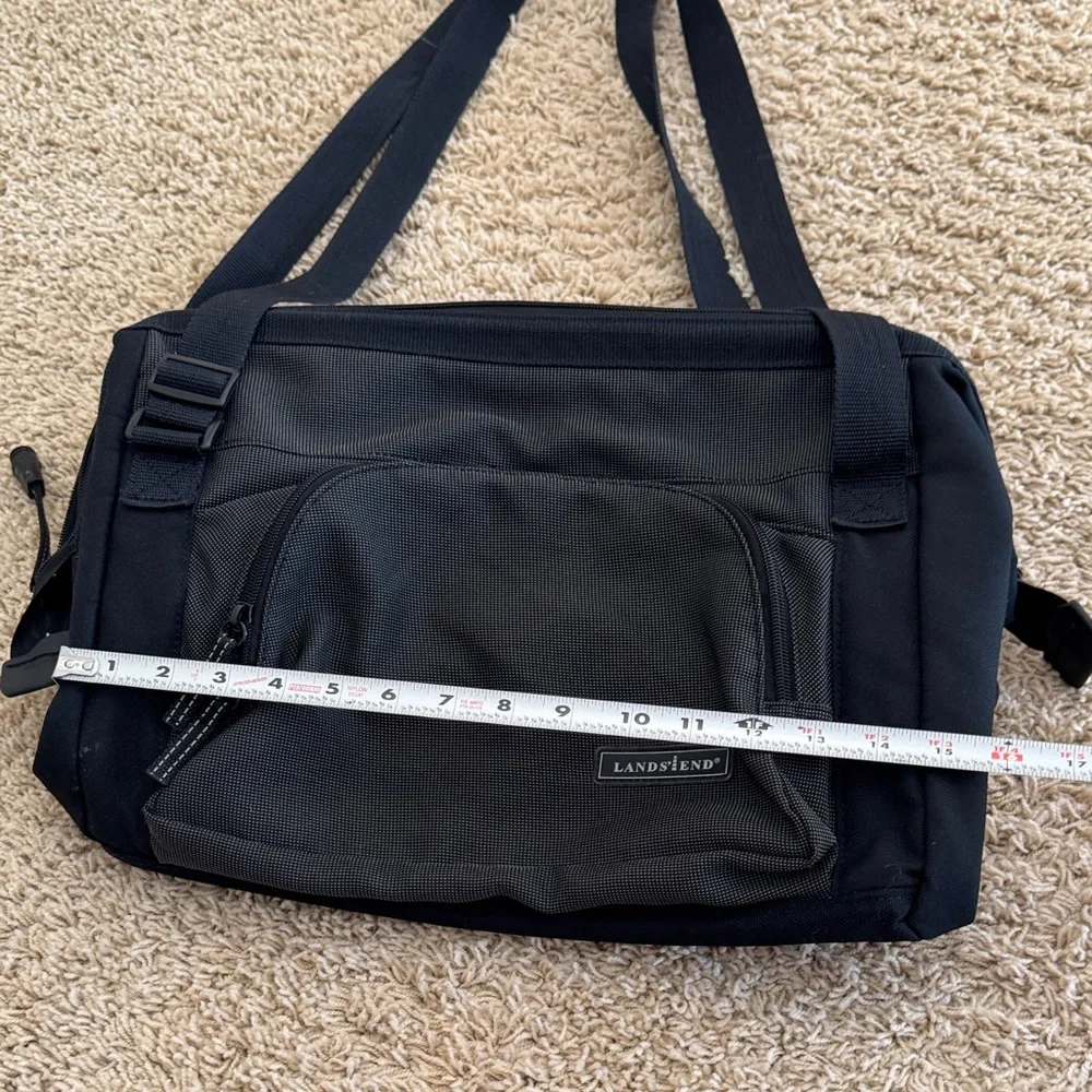 Vintage Lands End Charcoal Black Diaper Bag Wide-mouth Medium Duffle